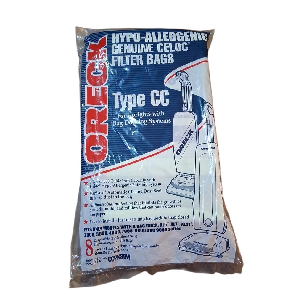 Oreck XL Type CC Vacuum Cleaner Filter Bags Easy To Install Pack of 8 CCPK8DW